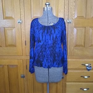 HeartSoul cobalt and black cowl back top